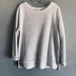 White knit look casual sweater